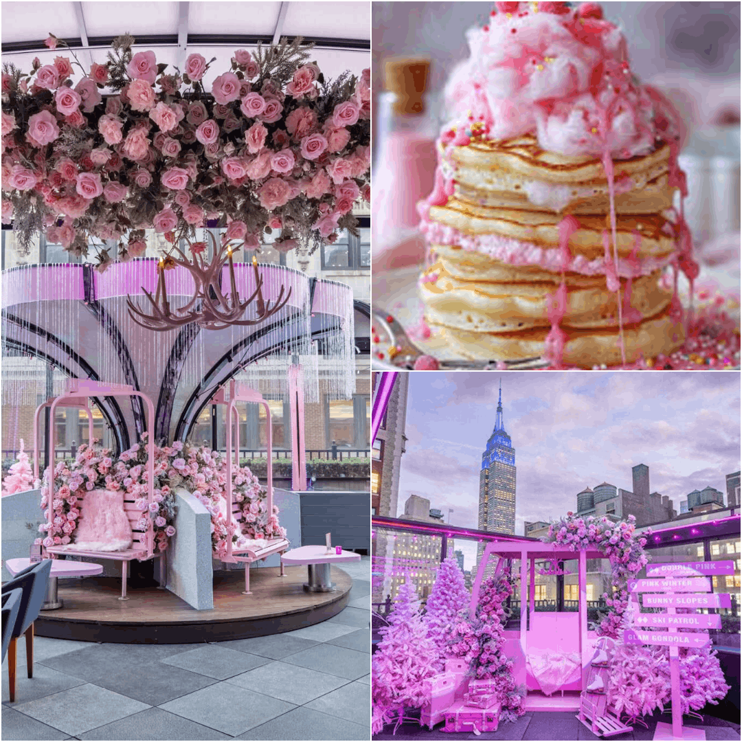 Enjoying a playful rooftop brunch at Magic Hour NYC with vibrant décor and skyline views in Midtown Manhattan.