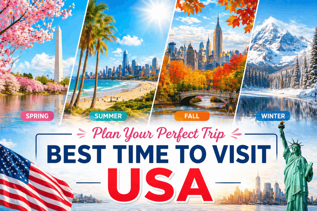 Best time to visit the USA month by month travel guide with spring summer fall winter seasons
