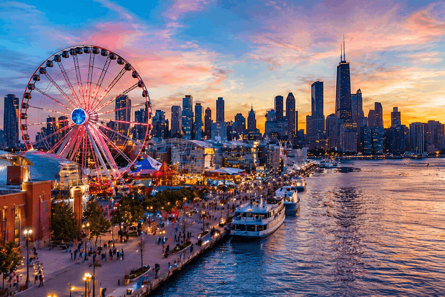 Navy Pier Chicago Travel Guide: Sunset Views, Ferris Wheel & Lake Michigan Experience