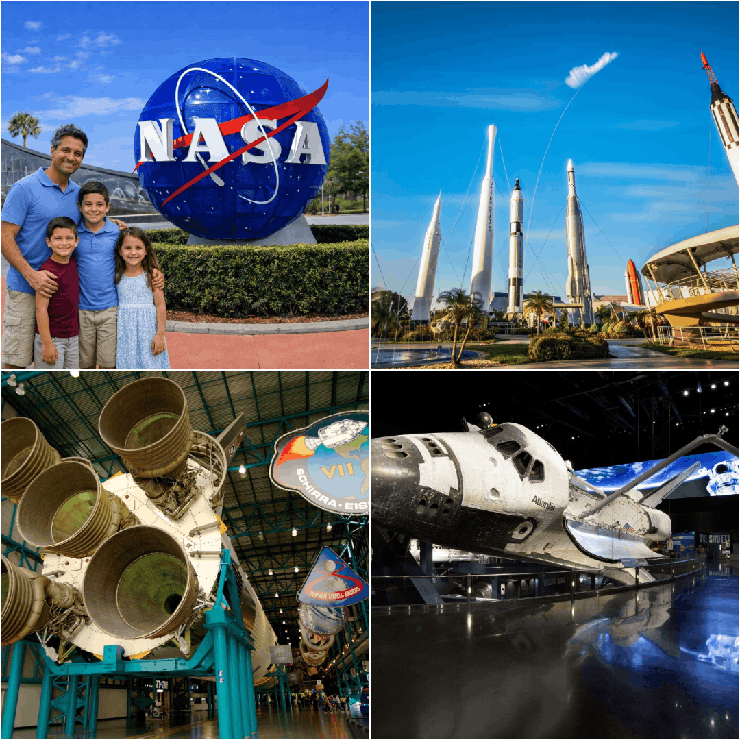 Kennedy Space Center Florida with rockets, NASA exhibits, and visitor complex