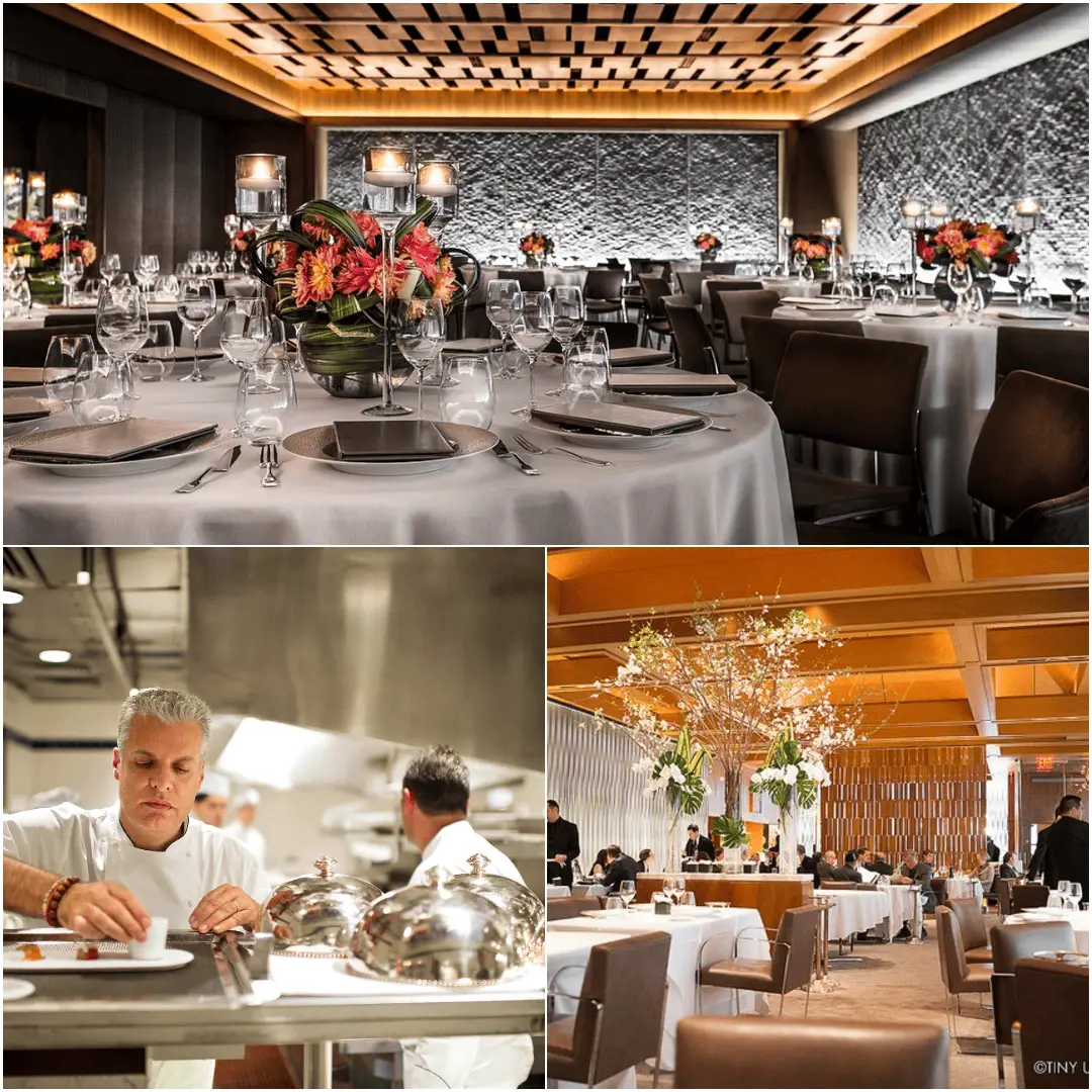 Interior dining view of Le Bernardin restaurant NYC