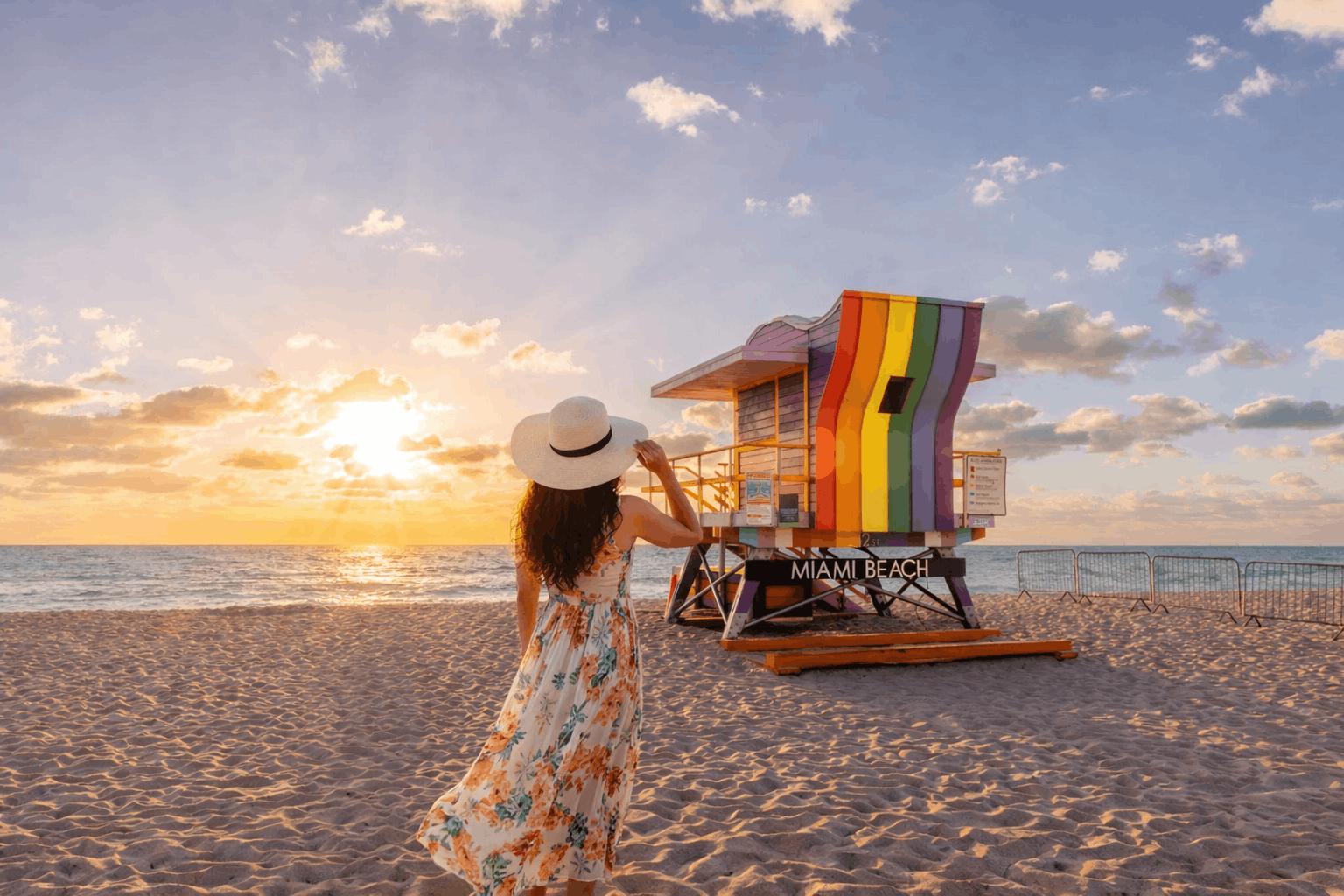 South Beach Miami with turquoise water, palm trees, and Ocean Drive skyline