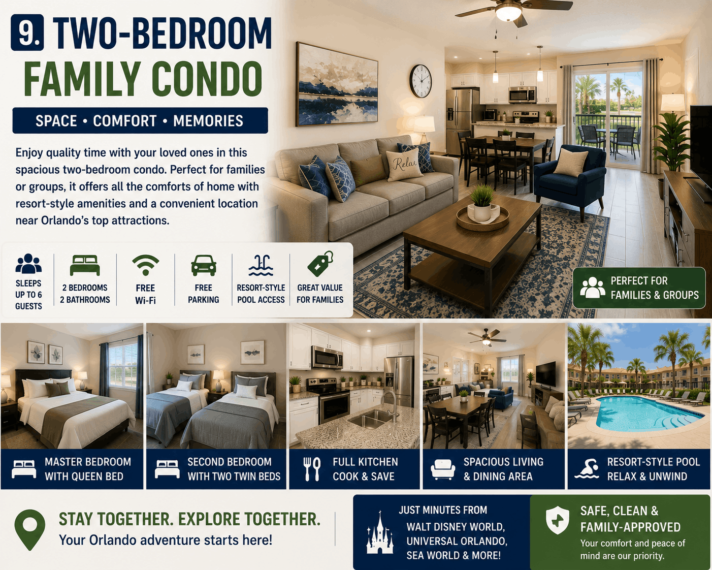 Family-friendly Airbnb vacation home in Orlando with game room, private pool, full kitchen, and spacious living area near Walt Disney World